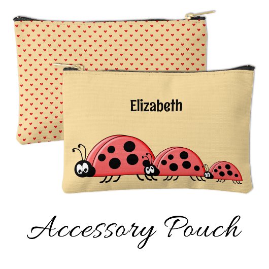 Pochette À Accessoires Kids cute ladybugs add a name red peach