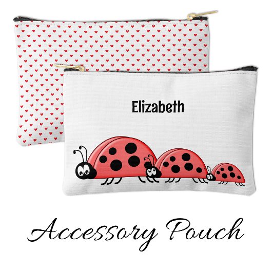 Pochette À Accessoires Kids cute ladybugs add a name red white