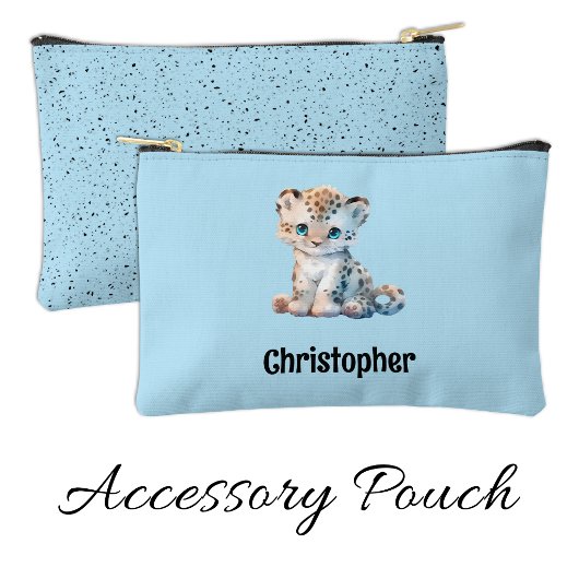 Pochette À Accessoires Kids cute leopard add a name blue black