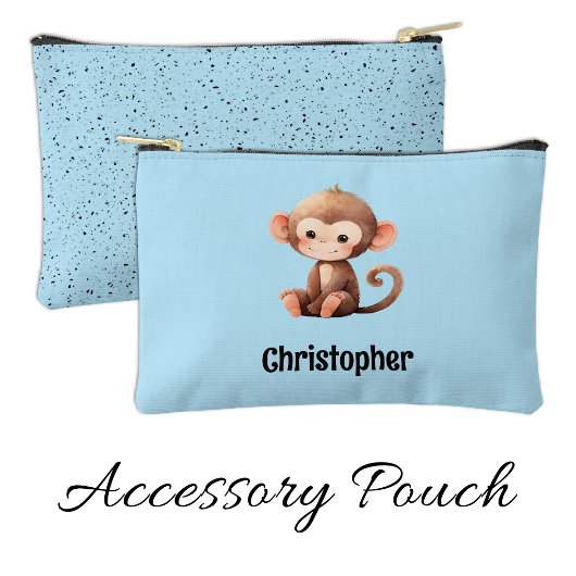 Pochette À Accessoires Kids cute monkey add a name blue black
