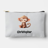 Pochette À Accessoires Kids cute monkey add a name grey black (Recto)