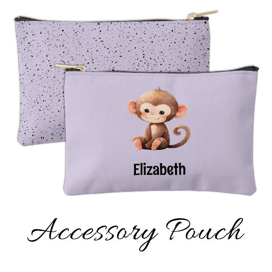 Pochette À Accessoires Kids cute monkey add a name purple black