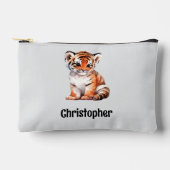 Pochette À Accessoires Kids cute tiger add a name grey black (Recto)