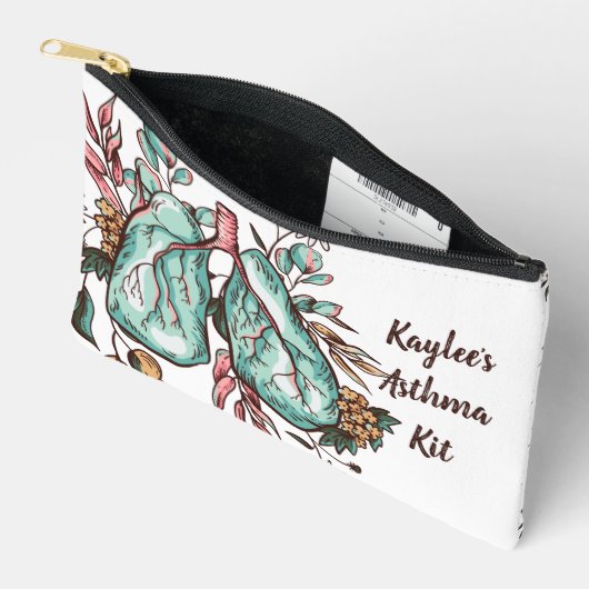 Pochette À Accessoires Kit d'asthme | Poche Zipper (Ouvrir)