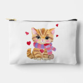 Pochette À Accessoires Kitty de la Saint-Valentin à l'aquarelle (Recto)