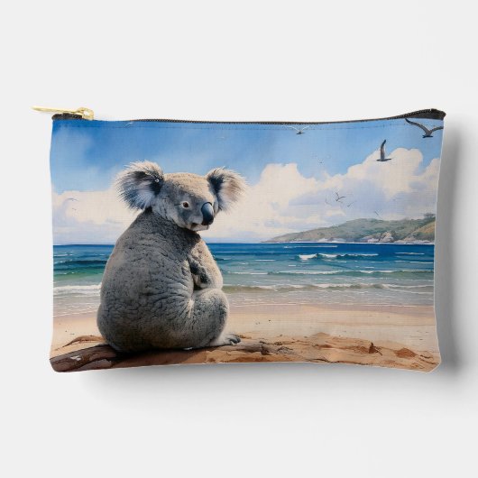 Pochette À Accessoires Koala sur une plage de sable (Recto)