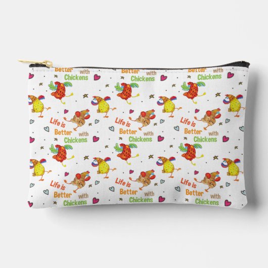 Pochette À Accessoires La vie est meilleure avec l'aquarelle de poulet (Recto)