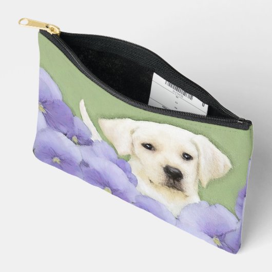 Pochette À Accessoires Labrador Retriever Puppy Peinture Chien Jaune Art (Ouvrir)