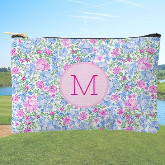 Pochette À Accessoires Lady Golfer Pink Blue Preppy Custom Initial Ladies