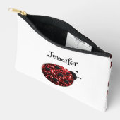 Pochette À Accessoires Ladybug scintille rouge motif blanc nom personnali (Ouvrir)