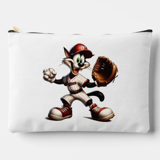 Pochette À Accessoires Lanceur de baseball Goofy Cat se prépare (Recto)