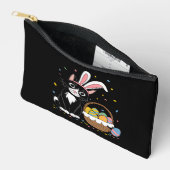 Pochette À Accessoires Lapin de Pâques Chat Noir Smoking Oreilles de Lapi (Ouvrir)