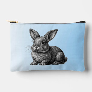 Pochette À Accessoires Lapin gris mignon sur un ciel bleu
