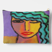 Pochette À Accessoires L'art Abstrait des cheveux turquoise (Verso)