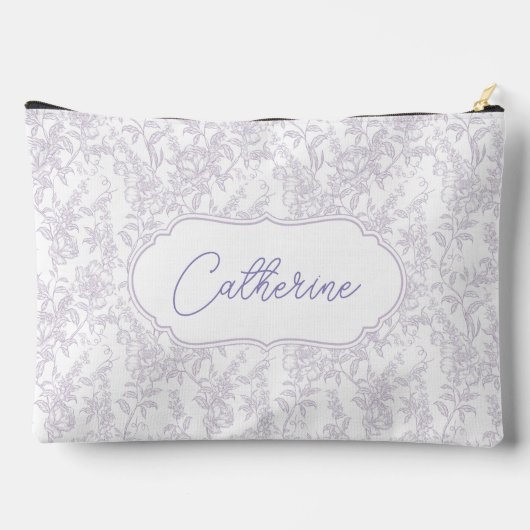 Pochette À Accessoires Lavender Lace Pattern Name Script (Verso)