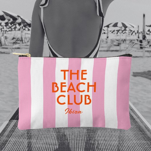 Pochette À Accessoires Le Beach Club Ibiza Pink Cabana Stripe