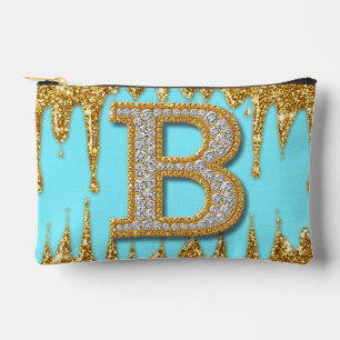 Pochette À Accessoires Lettre B de luxe en diamant sur fond de paillettes