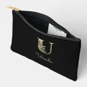 Pochette À Accessoires LETTRE D'OR MONOGRAPHIQUE BOtanique Élégante U (Ouvrir)