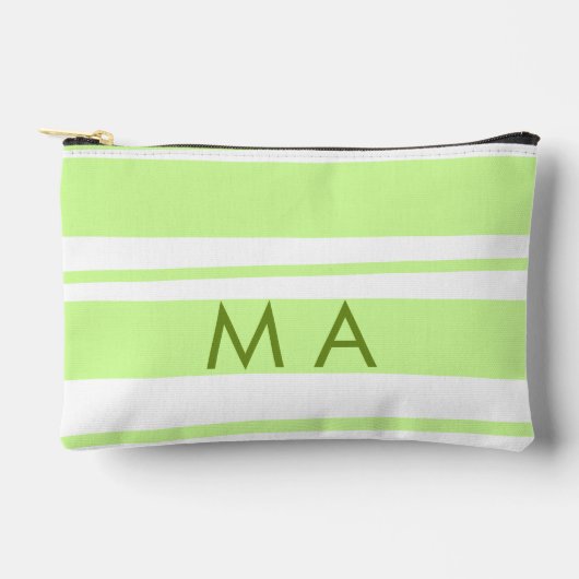 Pochette À Accessoires LETTRE motif grecque néon rayures vertes (Recto)