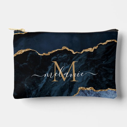 Pochette À Accessoires Lettre personnalisée Parties scintillant or bleu m (Recto)