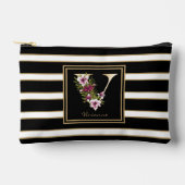 Pochette À Accessoires Lettre V Monogramme Floral Blancs Noir Or (Recto)