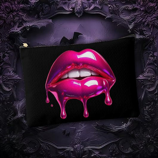 Pochette À Accessoires Lèvres roses baveuses gothiques