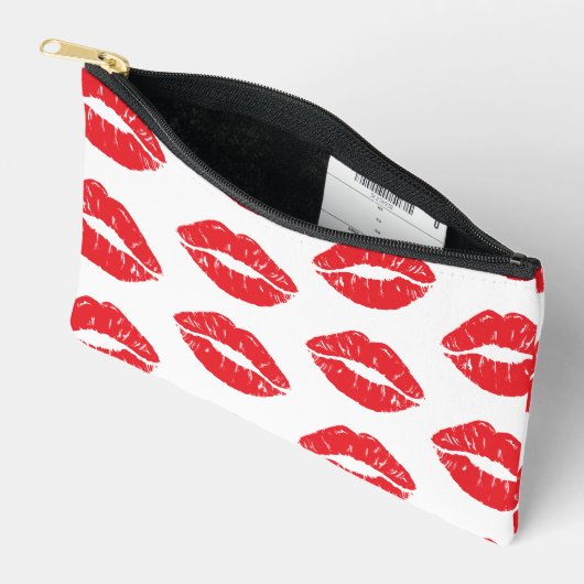 Pochette À Accessoires Lèvres Rouges, Rouge À Lèvres, Baiser, Motif Des L (Ouvrir)