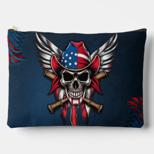 Pochette À Accessoires Liberté sauvage, crâne américain avec chauves-sour