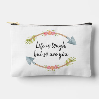 Pochette À Accessoires Life is Tough Watercolor Floral Arrow Pink