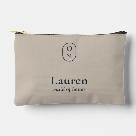 Pochette À Accessoires Light Taupe | Wedding Monogram Bridesmaid Gift  (Recto)