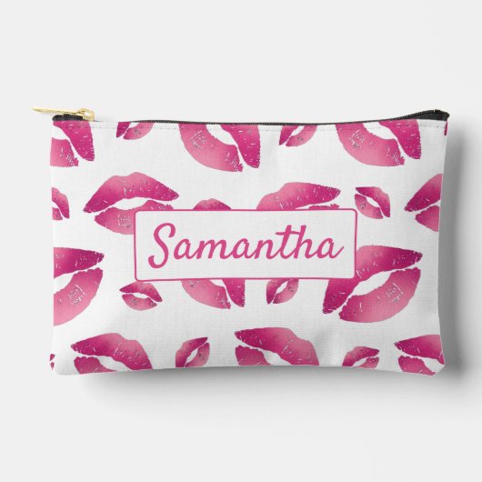 Pochette À Accessoires Lips Pattern Pink & White (Recto)