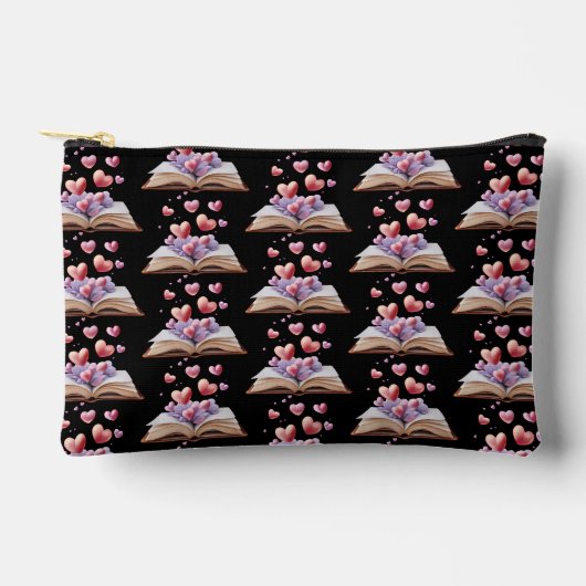 Pochette À Accessoires Livre de cœurs noir (Recto)