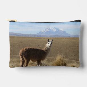 Pochette À Accessoires Llama et Illimani Mountain Bolivie Amérique du Sud