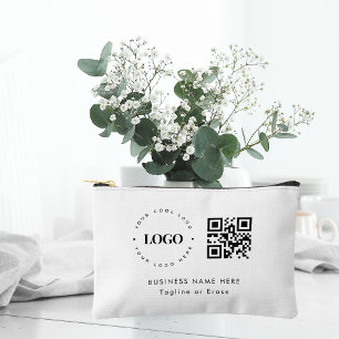 Pochette À Accessoires Logo de l'entreprise personnalisée Code QR Minimal