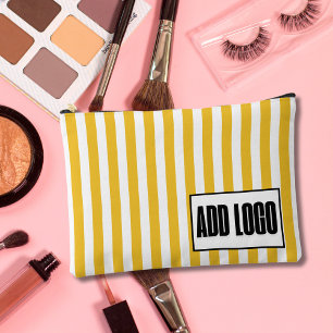 Pochette À Accessoires Logo d'entreprise à rayures jaunes minimaliste mod