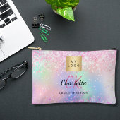 Pochette À Accessoires Logo d'entreprise Holographique rose violet