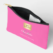 Pochette À Accessoires Logo d'entreprise rose chaud nom monogramme (Ouvrir)