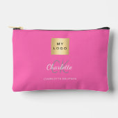 Pochette À Accessoires Logo d'entreprise rose chaud nom monogramme (Recto)