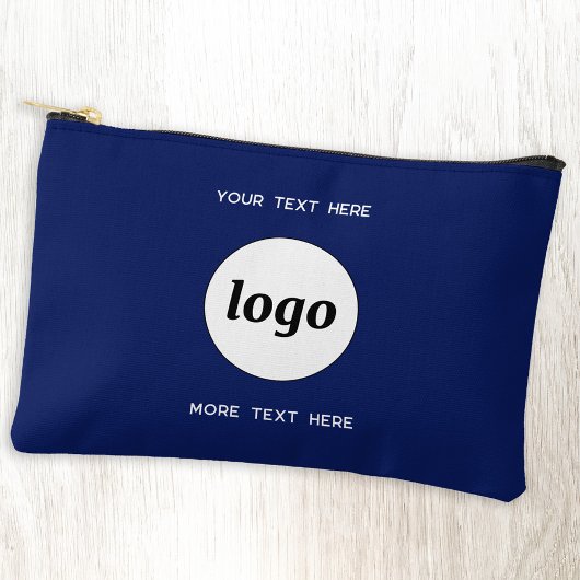 Pochette À Accessoires Logo Texte Entreprise Promotion Marque Marine Bleu