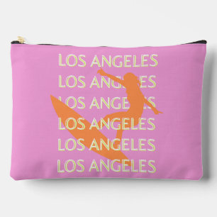 Pochette À Accessoires Los Angeles Travel Art, Californie, Voyage, rose