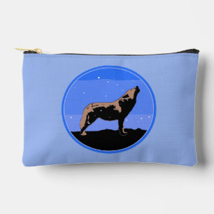 Pochette À Accessoires Loup hurlant en hiver - Art original de la faune