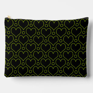 Pochette À Accessoires Love Hearts & Pois motif en Lime Green