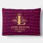 Pochette À Accessoires Luxury Crocodile Leather Monogram Gold Initial  (Recto)