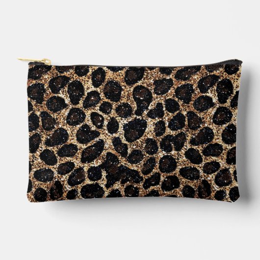 Pochette À Accessoires Luxury Glitter Gold Brown Black Leopard Pattern (Recto)