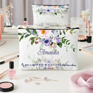 Pochette À Accessoires Ma grâce est suffisante, floral personnalisé