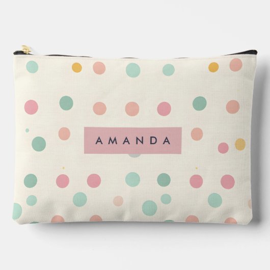 Pochette À Accessoires Macaron Pastel Personnalisé à Points (Recto)