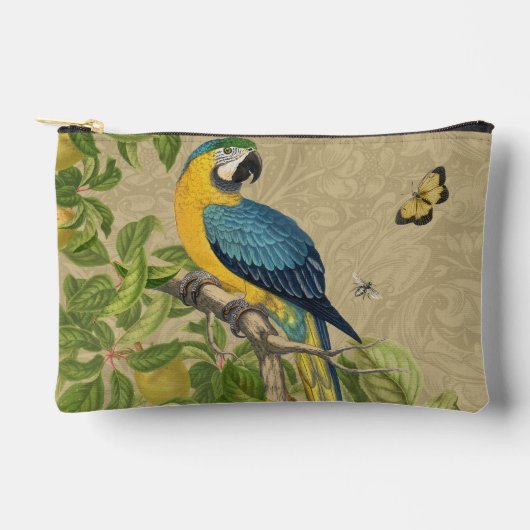 Pochette À Accessoires Macaw Blue Jaune Tropical Jungle Antique (Recto)