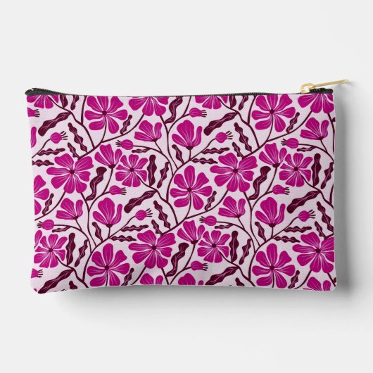 Pochette À Accessoires Magenta Mid-Century Modern Floral Pattern (Verso)