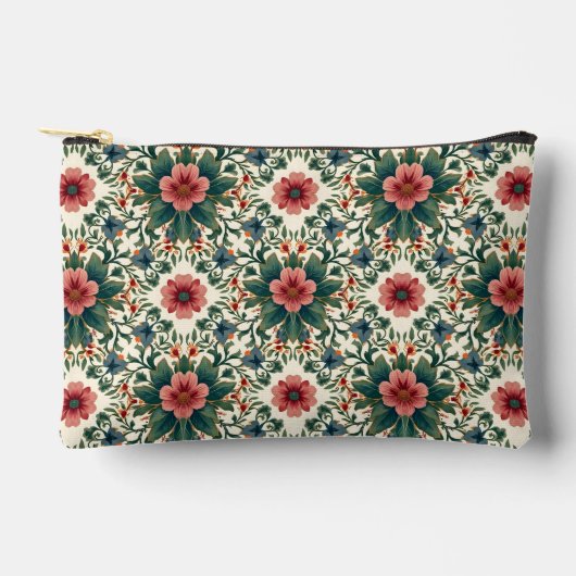 Pochette À Accessoires Magie des fleurs boho - dans des nuances de vert e (Recto)