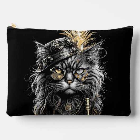 Pochette À Accessoires Magnifique chat Steampunk  (Recto)